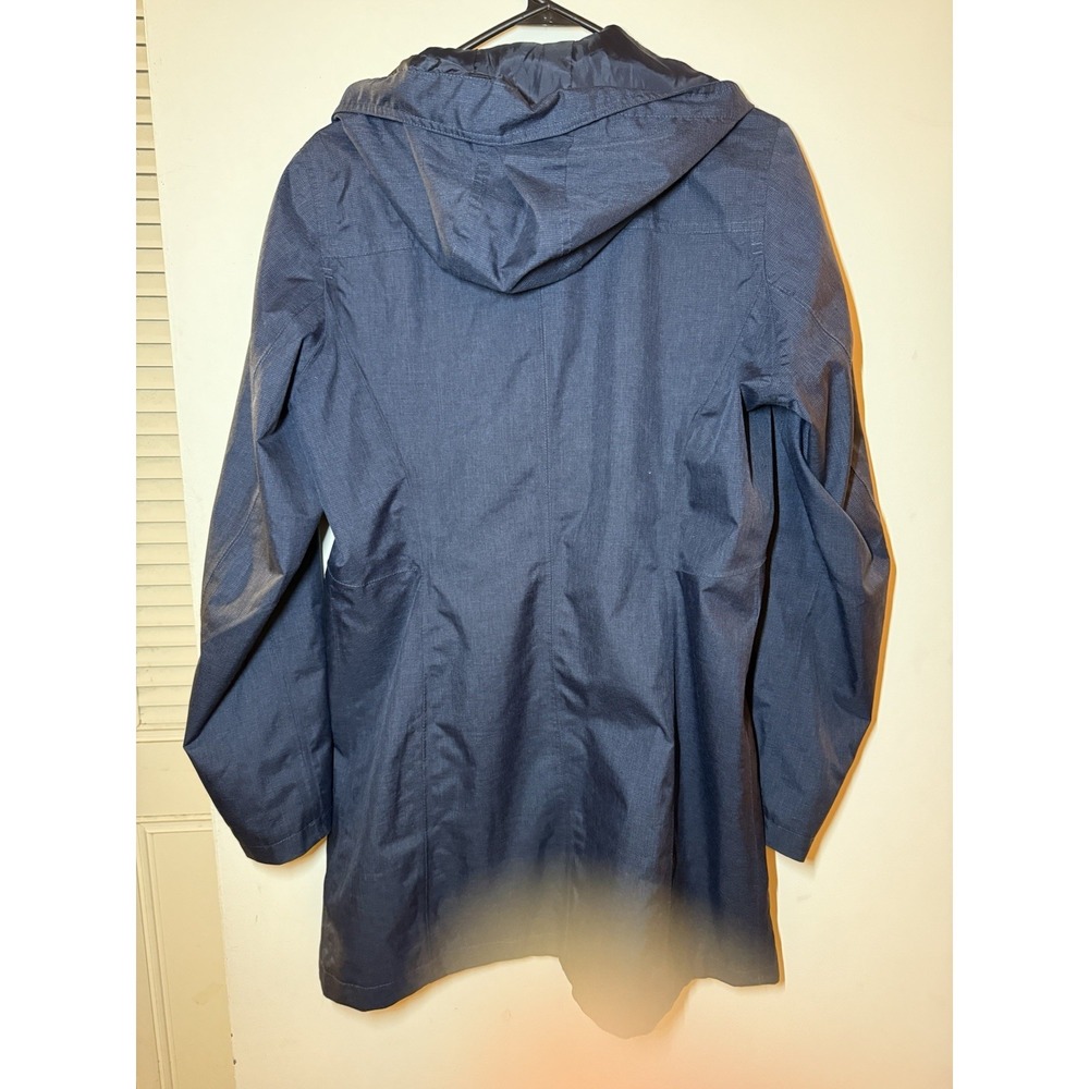 Eddie Bauer Weatheredge Rain Coat Hooded Blue Gray Women's M Zipper & Snap Close - Picture 5 of 6